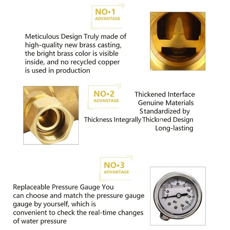 Adjustable RVs Water Pressure Reducer Valves For Long Lasting Performances Professional Copper Pressure Regulator Valves