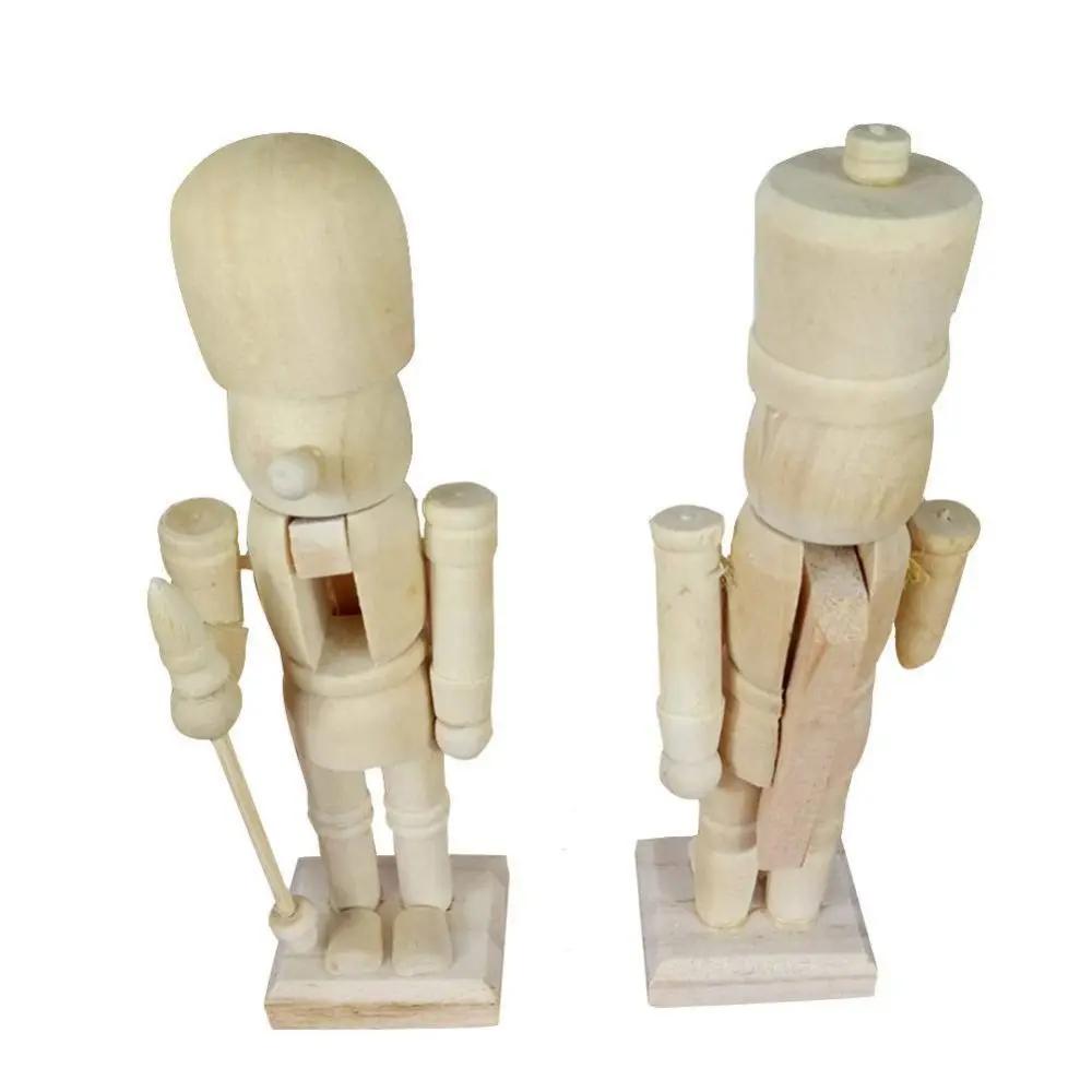 6Pcs Christmas Wooden Unfinished Nutcracker Figurines DIY Blank Unpainted Nutcracker Puppet Walnut Soldier Ornament Decor New