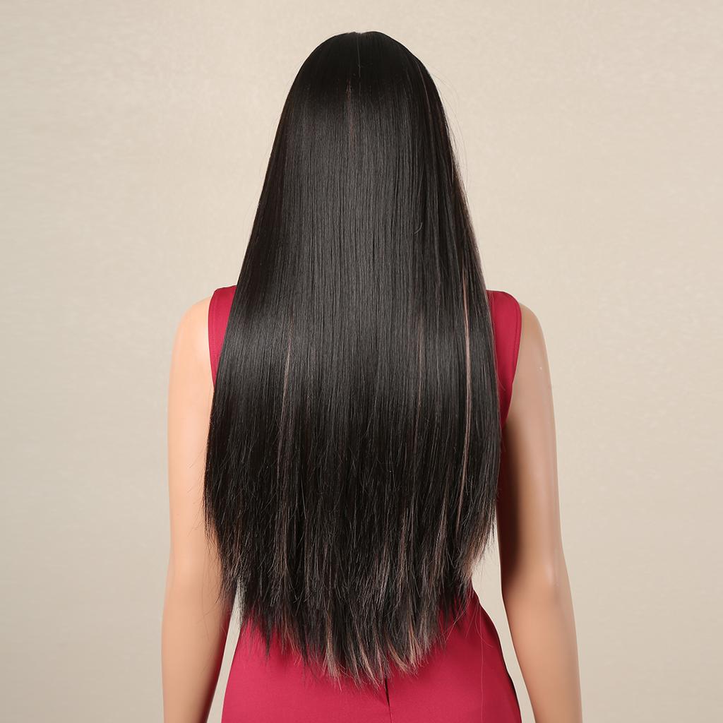 Czarne Różowe Pasemka Peruki dla Kobiet Długa Prosta Syntetyczna Peruka z Włosów Różowa Kolorowa Cosplay Włókno Sztuczne Włosy na Imprezę Lolita Użytek