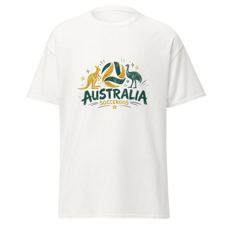Australia Socceroos 2026 World Cup T-Shirt | Hand-Drawn Kangaroo & Emu Crest with Stars
