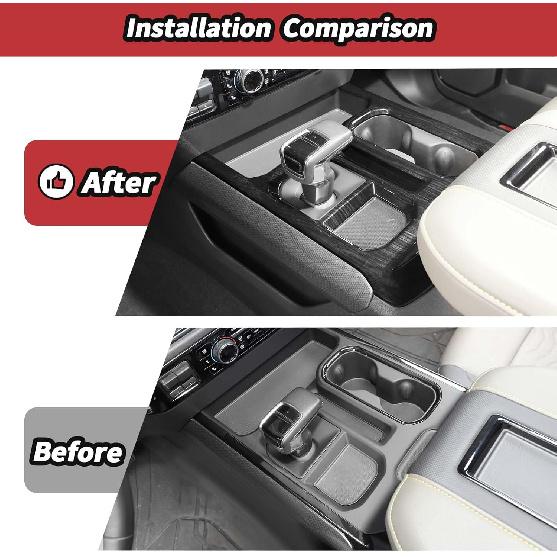 

JeCar for Silverado Black Wood Grain Interior Center Console Gear Shift Panel Cover Trim for 2022 2023 2024 Chevrolet Chevy Silverado