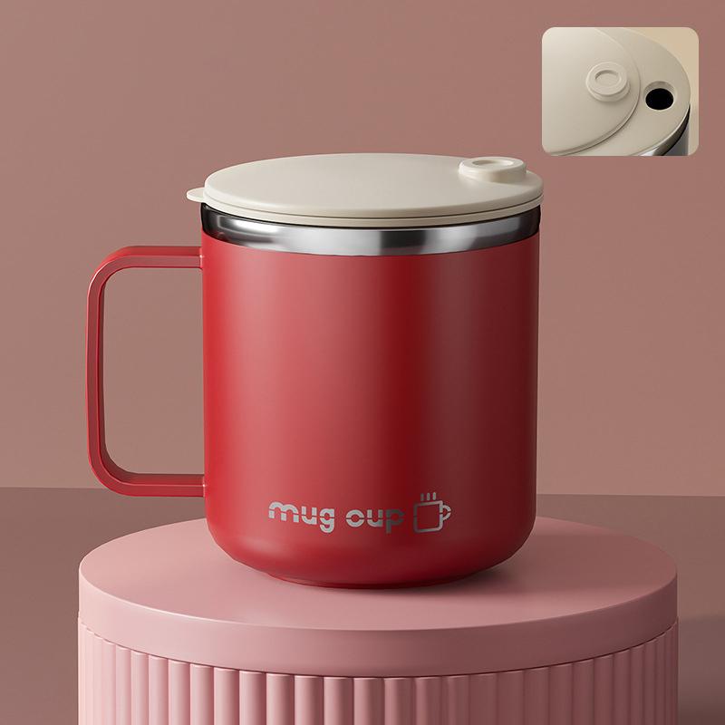 

Double Wall Insulated Coffee Cup Portable 304 Stainless Steel Drinking Cup Leak Proof Milk Coffee Mug With Handle&Llid