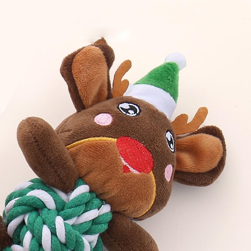 Cute Animal Plush Puppy Chew Toys with Rope and Squeaker Teething Dental Training Toys for Small Dogs Daily Play