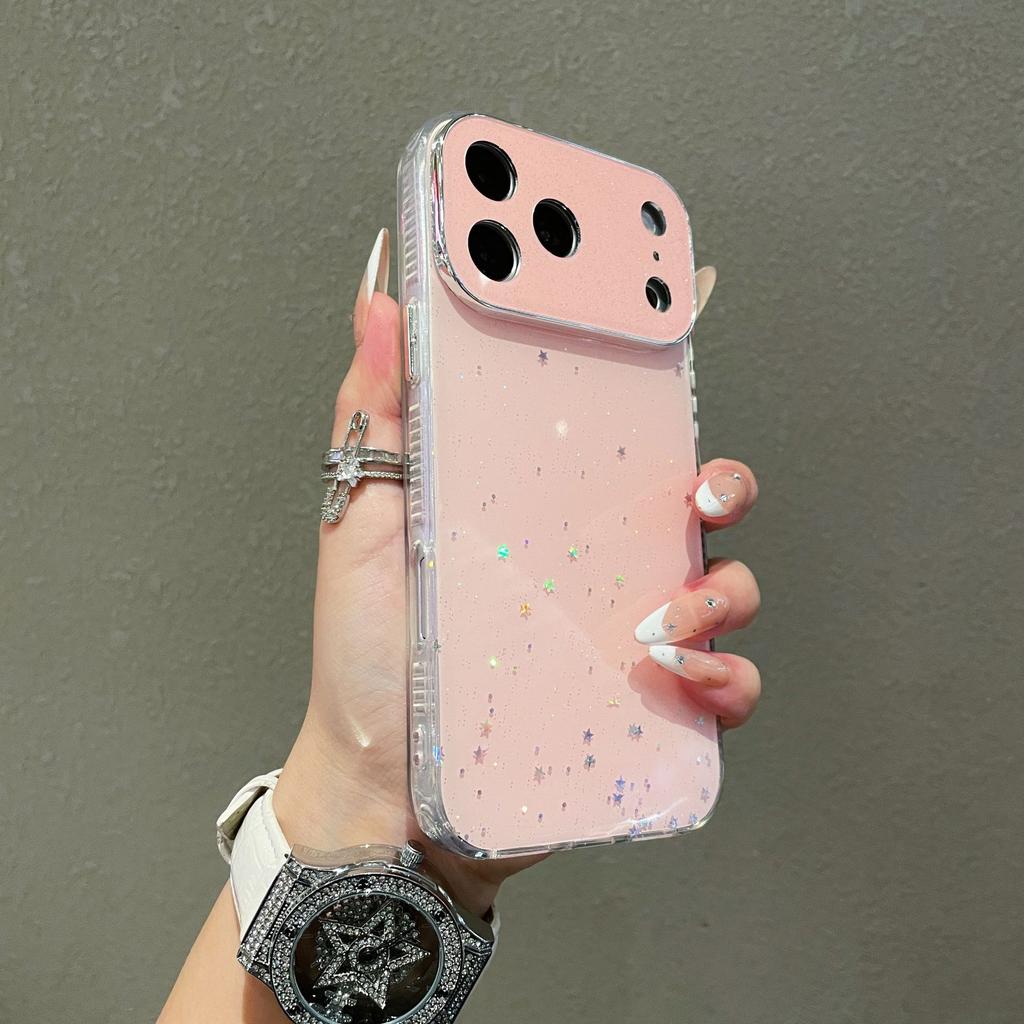 Luxury Large Window Bling Star Sequins Glitter Phone Case for iPhone 17 16 15 14 13 Pro Max Shockproof Bumper Cases Cover