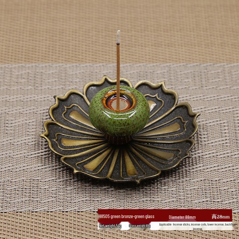 Japanese Glass Lotus Incense Holder: Dual-Use Aromatherapy & Backflow Burner