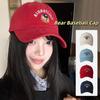 Korean Men Women Baseball Cap Solid Color Snapback Hat Casual Bear Embroidery Cap  Teenagers
