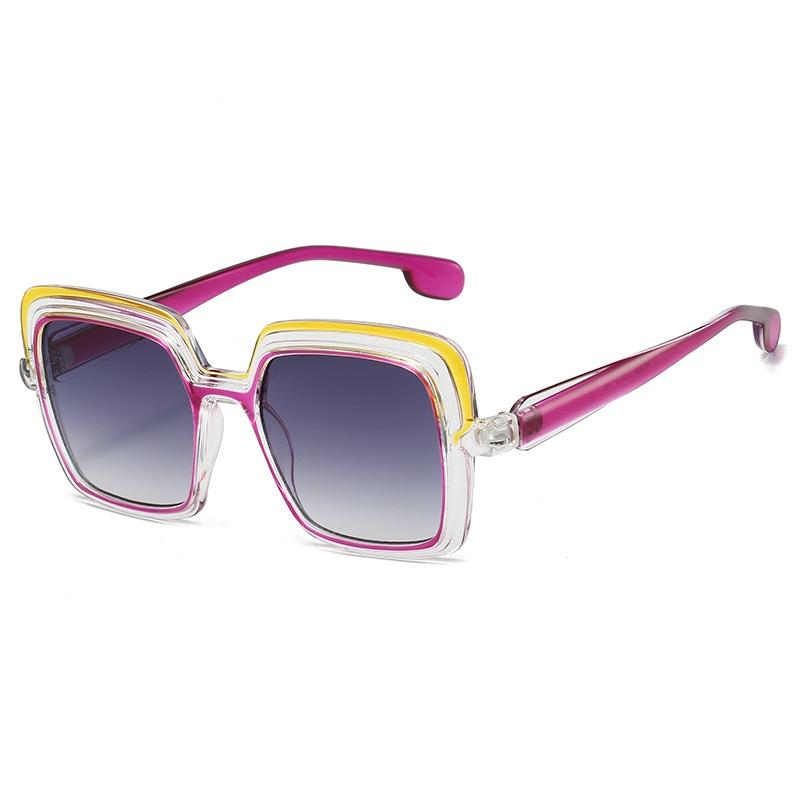 

New Luxury Color Matching Colorful Gradient Square Women Sunglasses Retro Brand Design Personality Trend Men Glasses Uv400 as picture