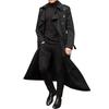 Herbst Winter Langer Trenchcoat Zweireihig Einfarbig Slim Winddicht Windbreaker Streetwear