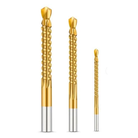 Titanium Coated HSS Twist Drill Bits, 3-8mm Serrated Side Cutting Drill Bit, Hex Shank Serrated Cutting Drill Bits, Drill Bit Woodworking Tools, Hole