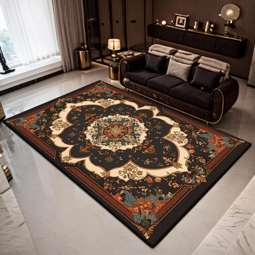 Bohemian Floral Design Home Decoration Luxury Large Rugs for Living Room Non-slip Carpet for Rooms Foldable Study Decoration Mat