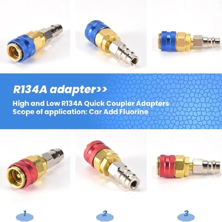 R134A Refrigerants Quick Coupling Adapters High and Low Pressure Coupler Converter Set for Car and Household Appliances