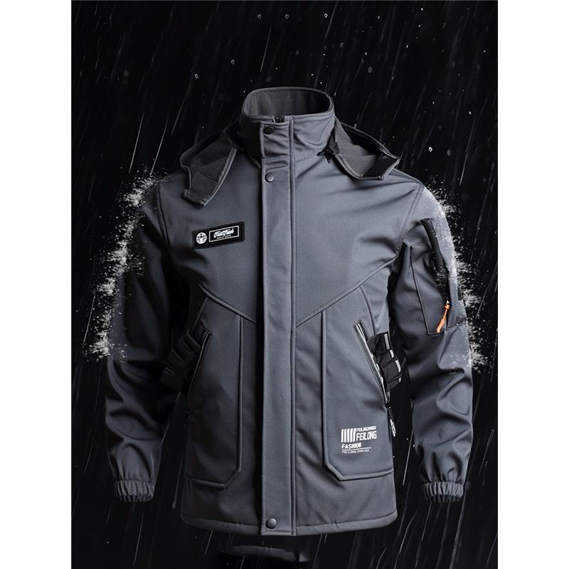 Wear-resistant Jacket Autumn And Winter Plus Velvet Cold Warmth Army Green Outdoor Overalls Suit Men's Water Jacket