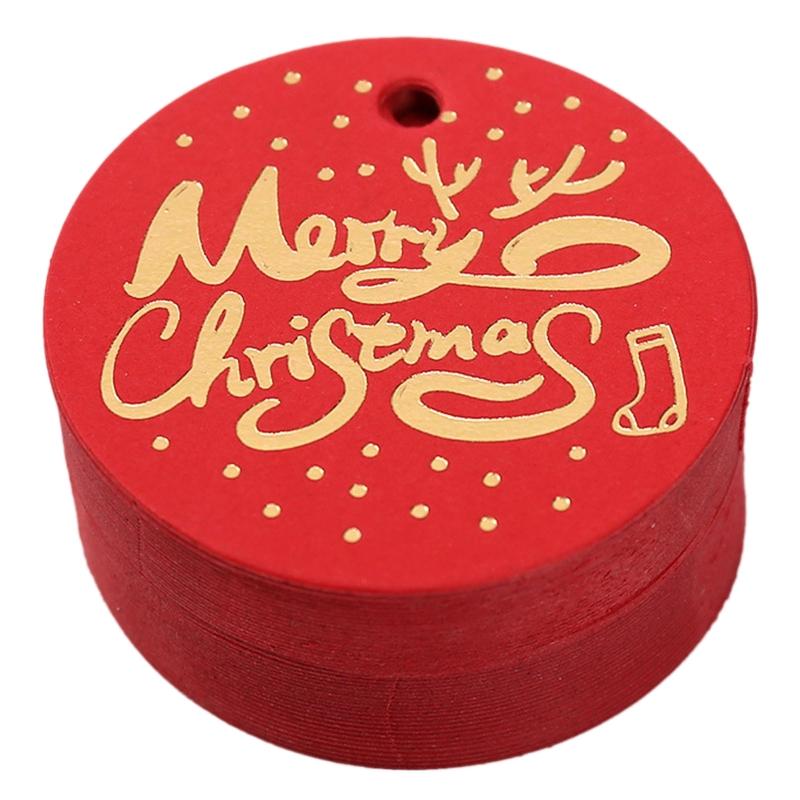 

100Pieces Christmas Elegant Gift Tags with Tie Strings Hole Attached Tags 1 красный