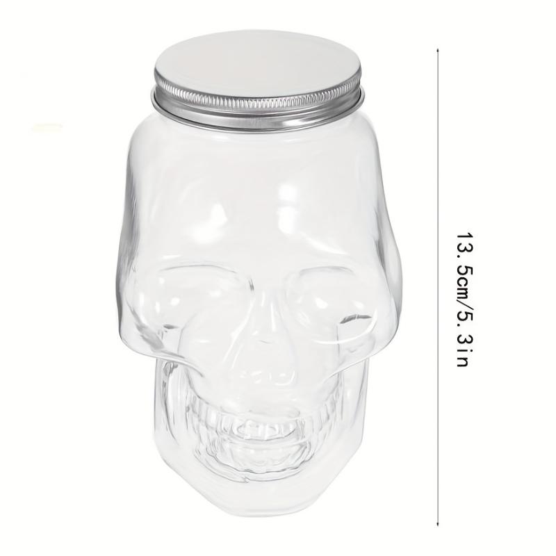 

6 PCS Skull Beverage Bottle Halloween Clear Water Milk Bottles Travel Spooky Empty Waterbottle