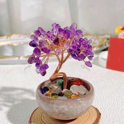 Yousheng ručně vyráběný křišťálový strom, léčivý křišťálový ornament, domácí dekorace, stolní květináč, křišťálový strom pro štěstí, pozitivní energii, bohatství, reiki léčení