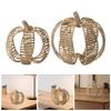 Faux Rattan Pumpkin Decoration Artificial Pumpkins Rustic Statue Fake Pumpkin Ornament for Autumn Mantel Thanksgiving Harvest