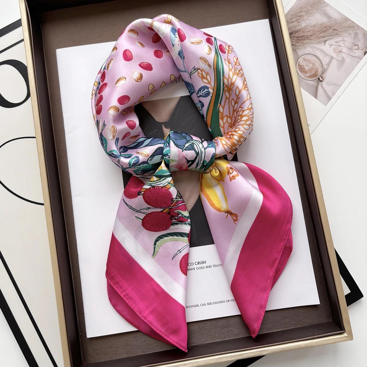 

New Literary Fashionable Bandana Imitation Silk 70*70cm Temperament Square Scarves Women Spring/Summer Soft Satin Scarf 70x70