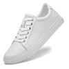Men's White Cowhide Perforated Leather Sneakers, Sizes 35-37, Versatile Sports Casual Shoes