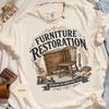 Restoration Shirt, Ivory Furniture Repair Design with Faux Gold Graphic
