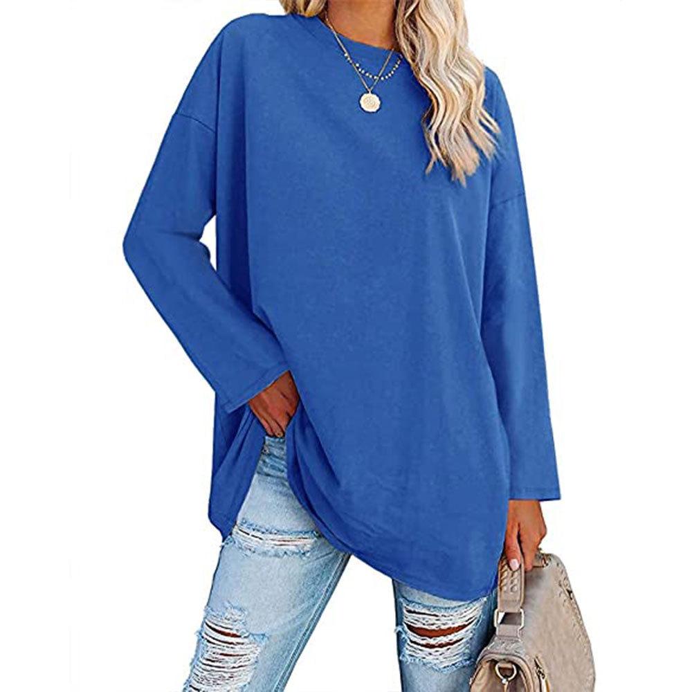 2022 Oversized Women's Loose-Fit T-Shirt with Drop Shoulder and Round Neck
