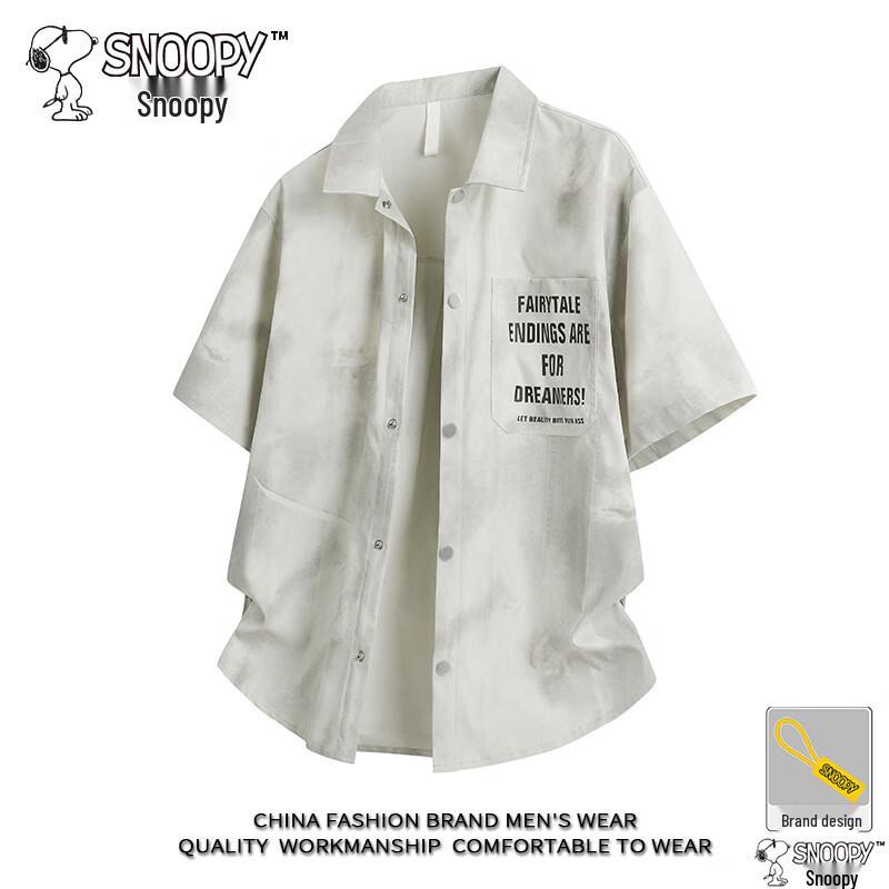 SNOOPY Men s Casual Thin Short Sleeve Lapel Shirt 6XL