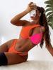 Push Up Bikinis Set One Shoulder Block Color Bikini Women Swimsuit Thong Female Swimwear Biquini Bathing Suit Swimming Suits
