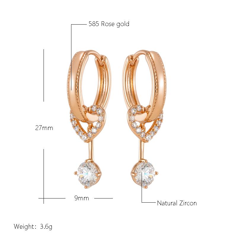Unique Design Natural Zircon Drop Earrings For Women Fashion  Rose Gold Color Daily Fine Jewelry Romantic Crystal Gift