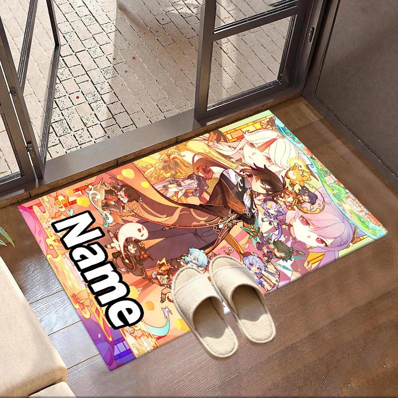 Custom Name Personalized Genshin Impact Print Carpet, Versatile Home Decor Rug, for Playroom, Apartment, Balcony, Entryway, Hallway Gift