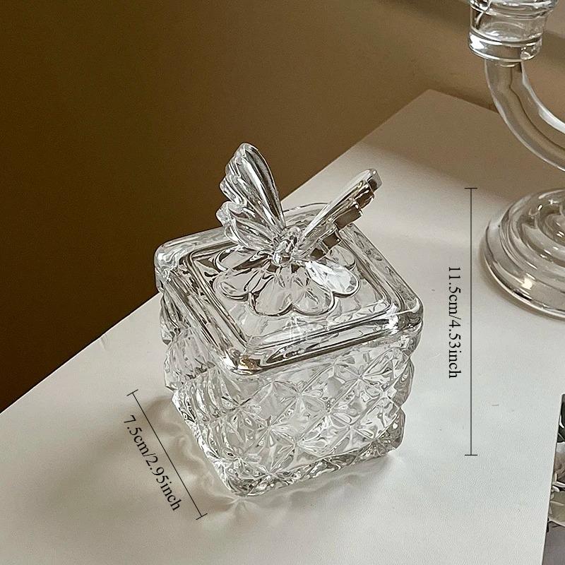3D Butterfly Relief Glass Jar with Cover Creative Ins Household Romantic Wedding Decor Tableware Candy Storage Condiment Jars 2380₽