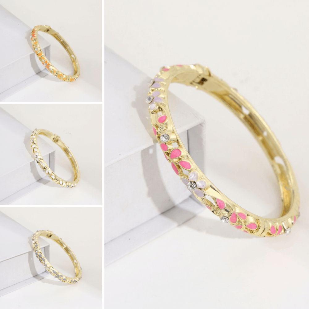 Vintage Enamel Bangle Traditional Flower Flower Enamel Bangle Cloisonne Bracelet Party Jewelry