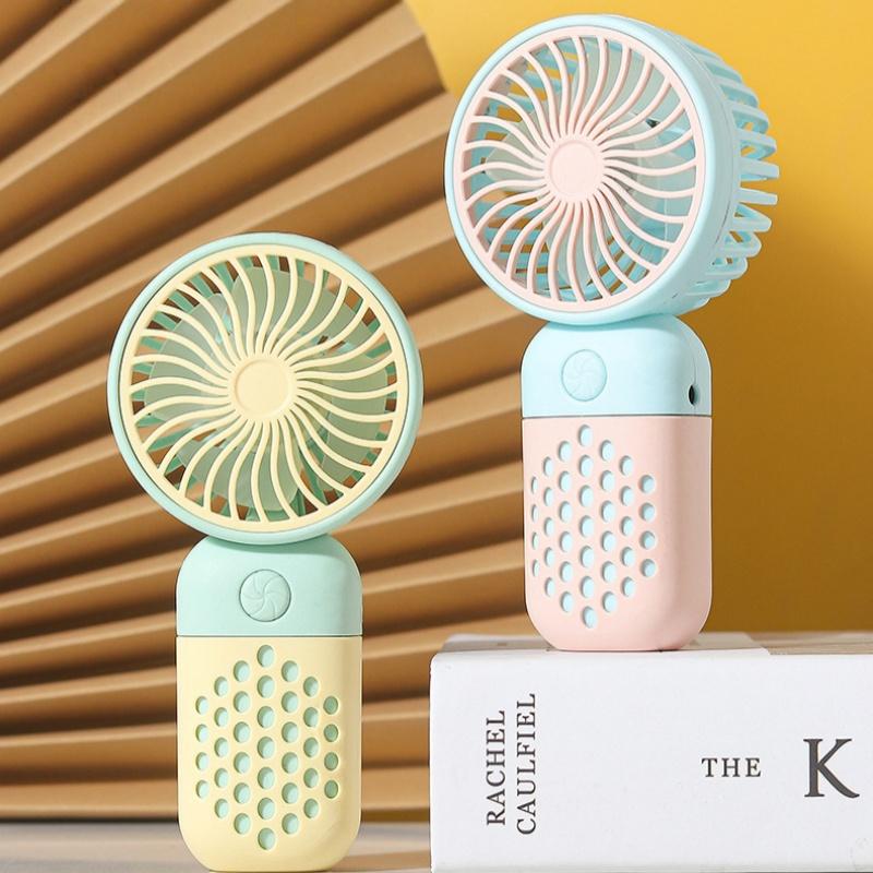 Cartoon Style Mini Handheld USB Fan 3 Speed Rechargeable Compact and Portable for Outdoor Pocket Use