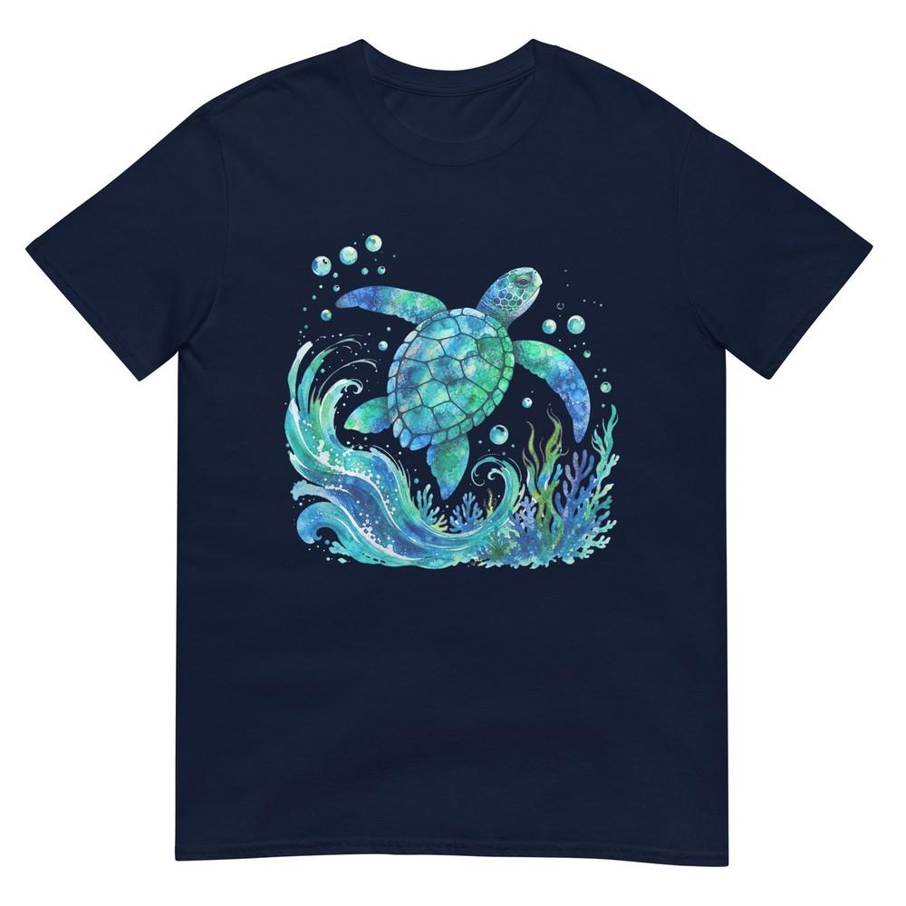 Unisexs Sea Turtle Watercolor Art Ocean Theme Design Perforunisexce TShirt S