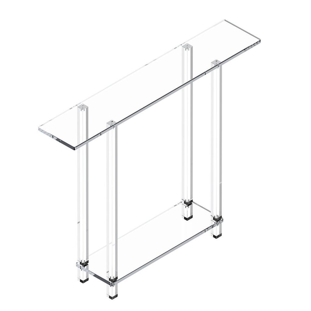 Acrylic Console Table, 2 Tiers Narrow Side Desk with Bottom Open Storage, Modern Rectangle Acrylic End Table, Transparent Entry Desk for Foyer,