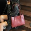 Structured Leather Tote Bag with Long Handle Large Capacity Everyday Fashion Shoulder Bag