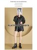 Fall/Winter Women's Thick-Soled Genuine Leather Skinny Boots, Korean-Style Back Zipper Martin Boots, Slip-On Casual Shoes