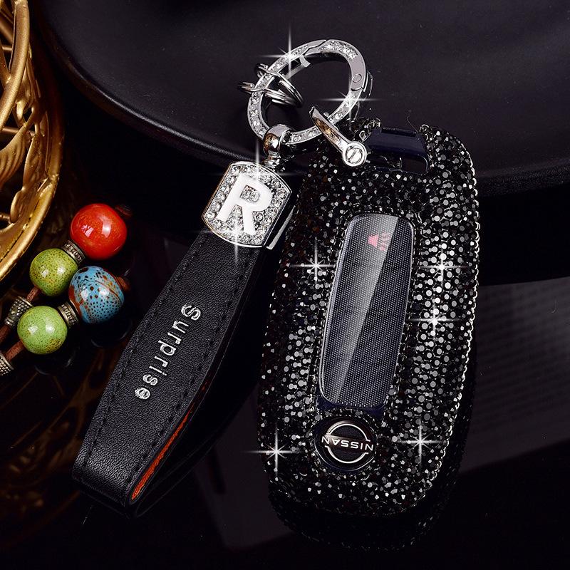 Women's Diamond Car Key Cover for Nissan 14th Gen Sylphy, Qashqai, Teana, X-Trail, Tiida, Murano, Terra