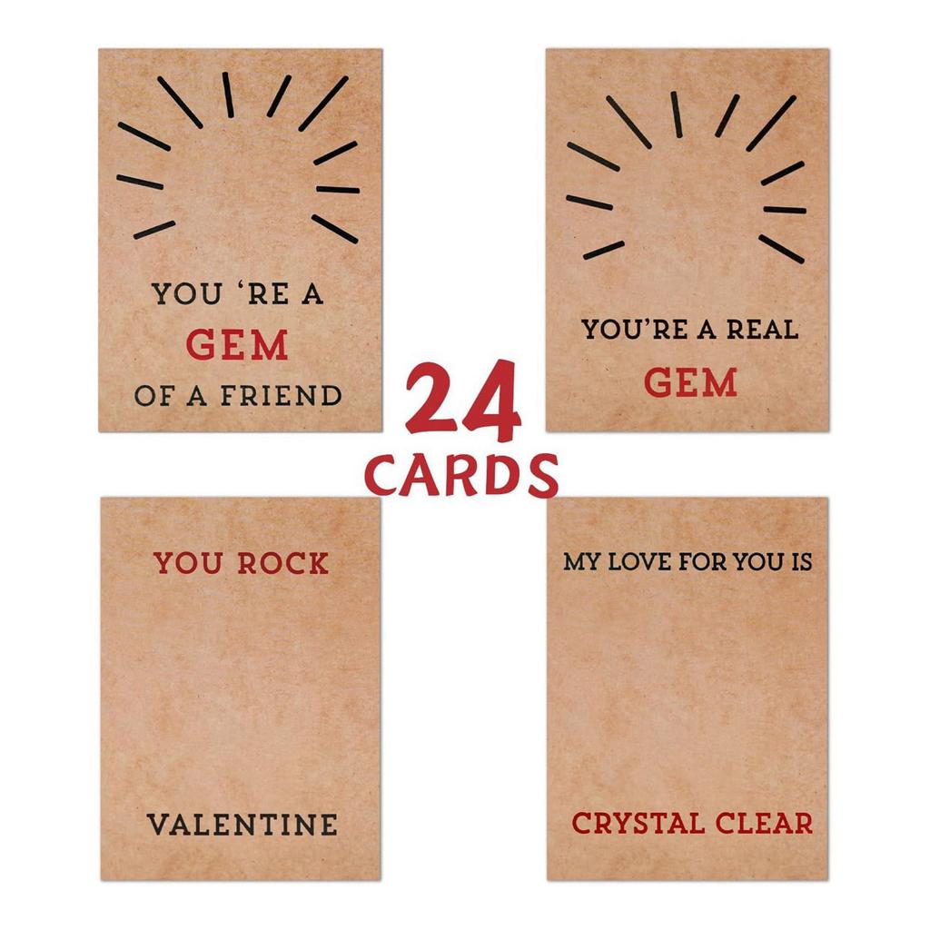 Valentinstagsgeschenke für Kinder - 24er-Pack Valentinstagskarten mit herzförmigem Kunststoff-Herzmaterial Valentinstag