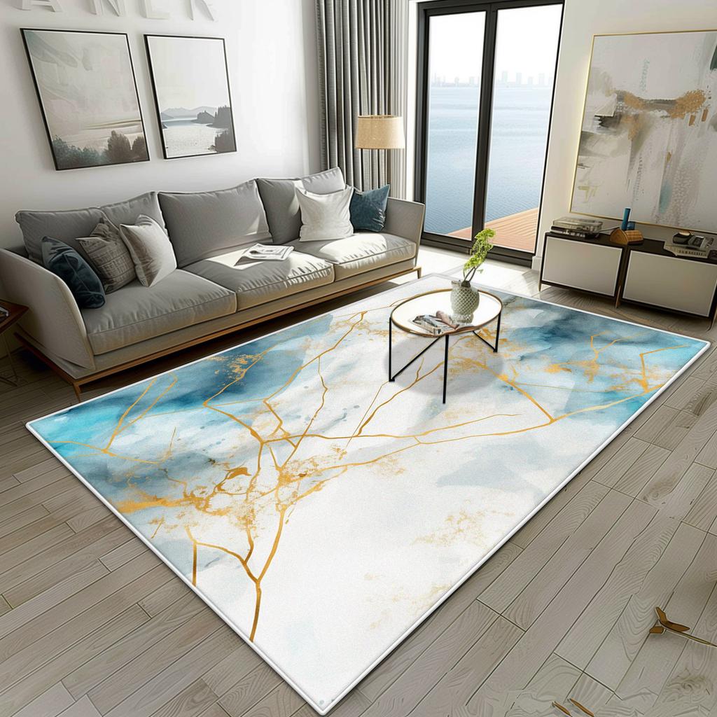 Modern Marble Style Living Room Carpet Luxury Decoration Bedroom Bedside Fluffy Soft Rug Easy Clean Sofa Tables Non-slip Mat