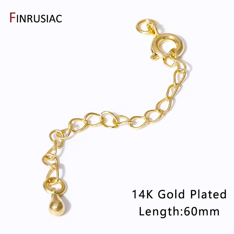 14K Gold Plated Extension Chain With Lobster Clasps End Extension Tail Chain Connector For DIY Bracelet Necklace Making Findings