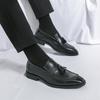 Fashion Brand Leather Shoes Business Formal Pointed Toe Slip-On Tassel Loafers Shoes British Style Casual Breathable Mens Leather Shoes