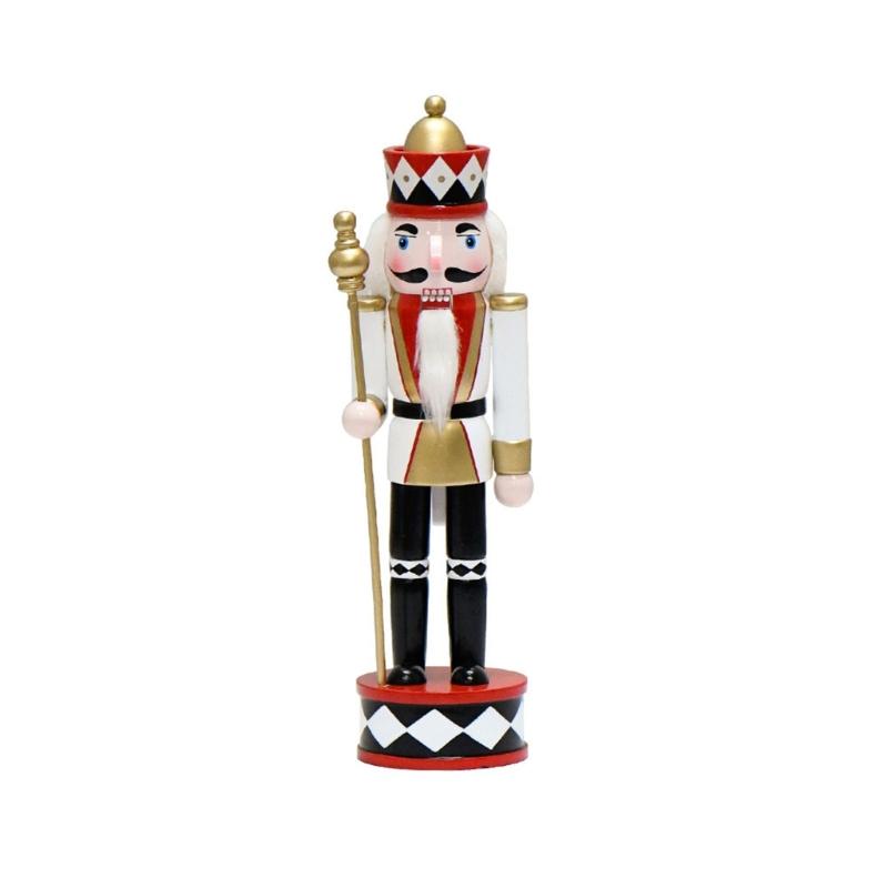 30cm Christmas Nutcrackers Ornament Hand Painted Doll Wood Solider King Figurine Tabletop Decorations for Home Bedroom