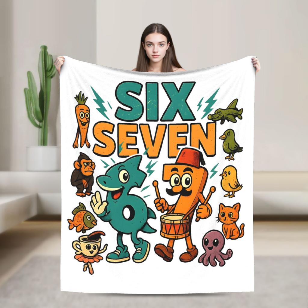 67 Six Seven Christmas Bruh Italian Brainrot Blankets Coral Fleece Plush Spring Throw Blankets for Home Outdoor Bedding Throws