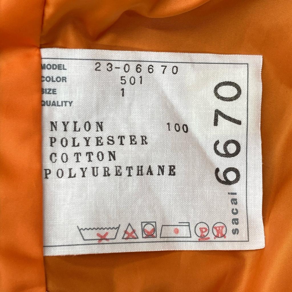 Sacai 23Stainless Steel 23-06670 Nylon Twill Blouson MA-1 Balloon Bomber Jacket 1 khakiUsed