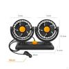Car Double Head Folding Fan Air Circulation Low Noise Lightweight 2 Speeds Auto Cooling