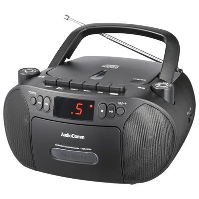 Ohm Denki AudioComm CD Radio Cassette Player Portable Outlet Dry Battery Radio Cassette Deck Cassette Tape Recording and Playback Black OHM RCD-320N-K
