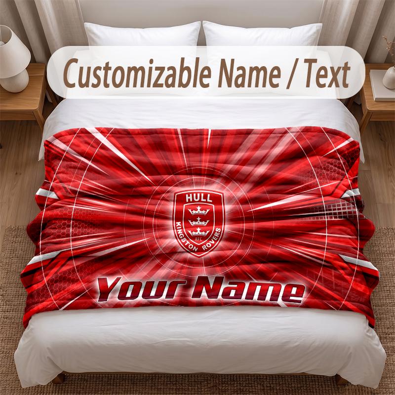 Hull KR bedruckte Flanelldecke mit individuellem Namenstext, weiche warme Überwurfdecke für Schlafzimmer, Weihnachtsgeschenk