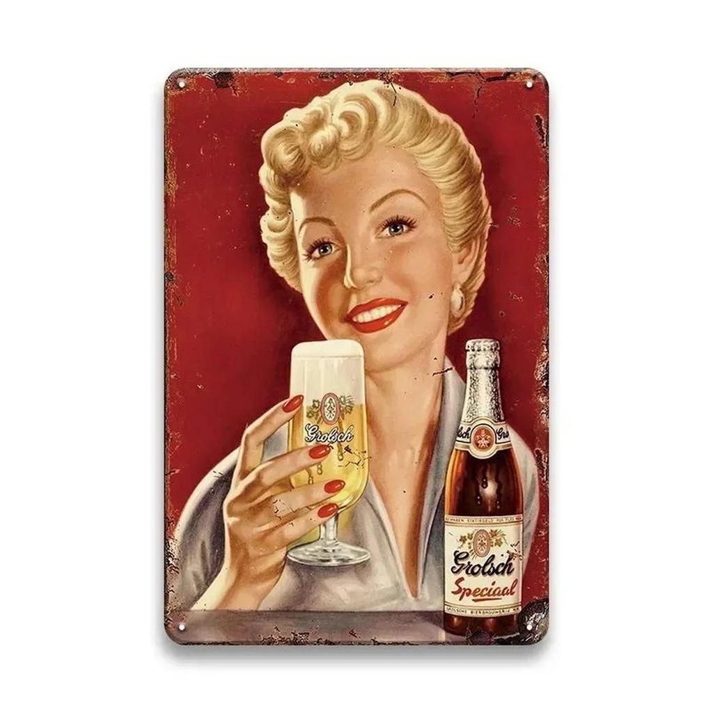 Metal Tin Signs Pinup Girl Beers Wall Decoration Plaque Vintage Art Poster Iron Painting for Man Cave Home Cafe Garden Club Bar