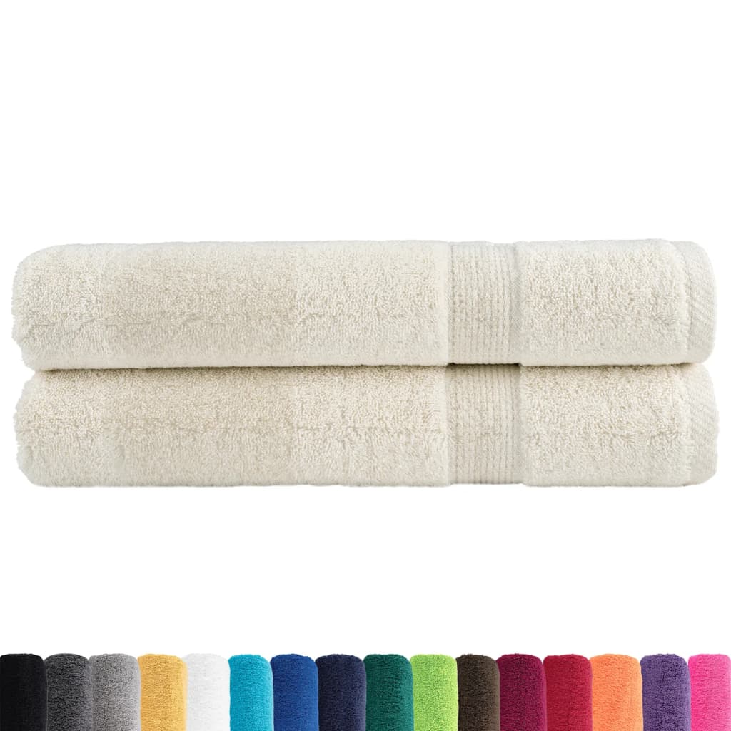 Premium Sauna Towels SOLUND 2 pcs Cream White 80 x 200 cm 600 g m²