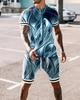 European and American 3D digital printing men's summer short-sleeved beach pants set trendy T-shirt set, manufacturer