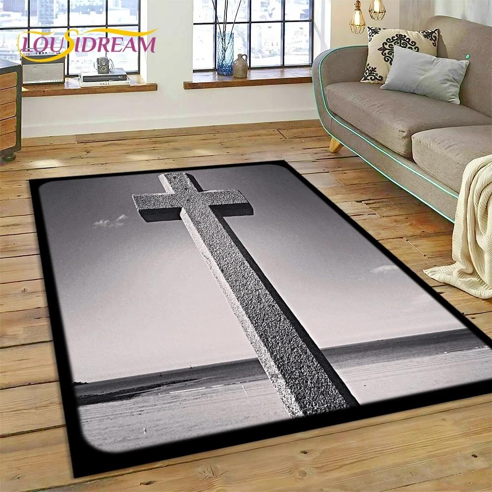 New 3D Pray Holy Bible Cross Jesus Carpet Rug for Bedroom Living Room Home Sofa Decoration,Children Game Large Decor Floor Mat